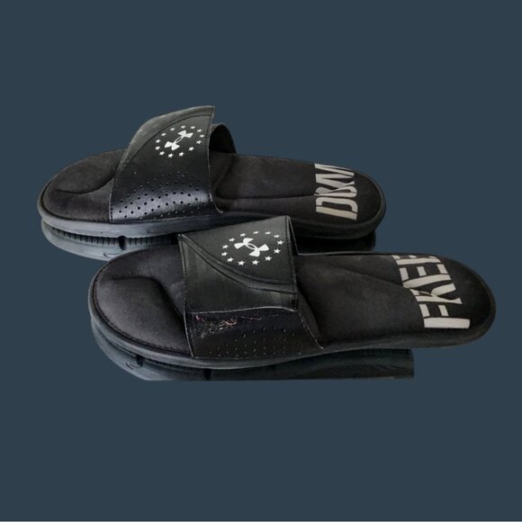 Under Armour Men's Freedom Black Slide Sandals Size 9 - Picture 3 of 7